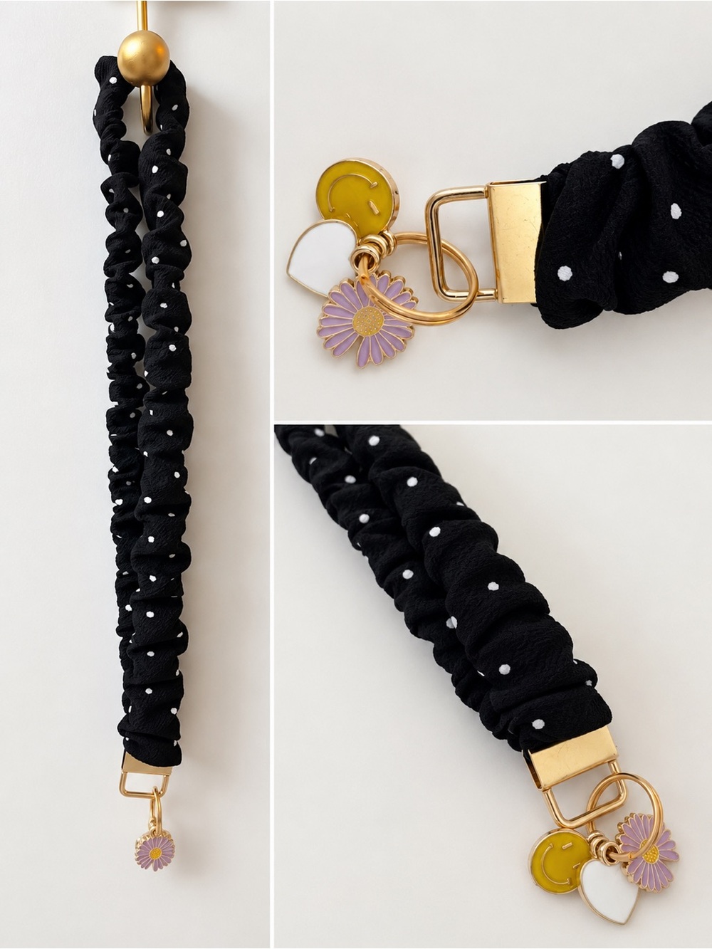 🖤 Handmade Scrunchie Lanyard with Charms